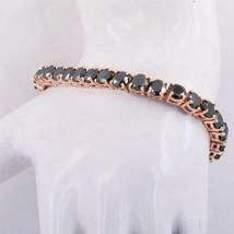 10Ct Round Cut Simulated Black Spinel Tennis Bracelet 14K Rose Gold Plated - £184.71 GBP