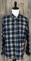 Lake &amp; Trail Flannel Shirt Men&#39;s Large Blue Plaid Vented Back Button Down Cotton - £17.71 GBP
