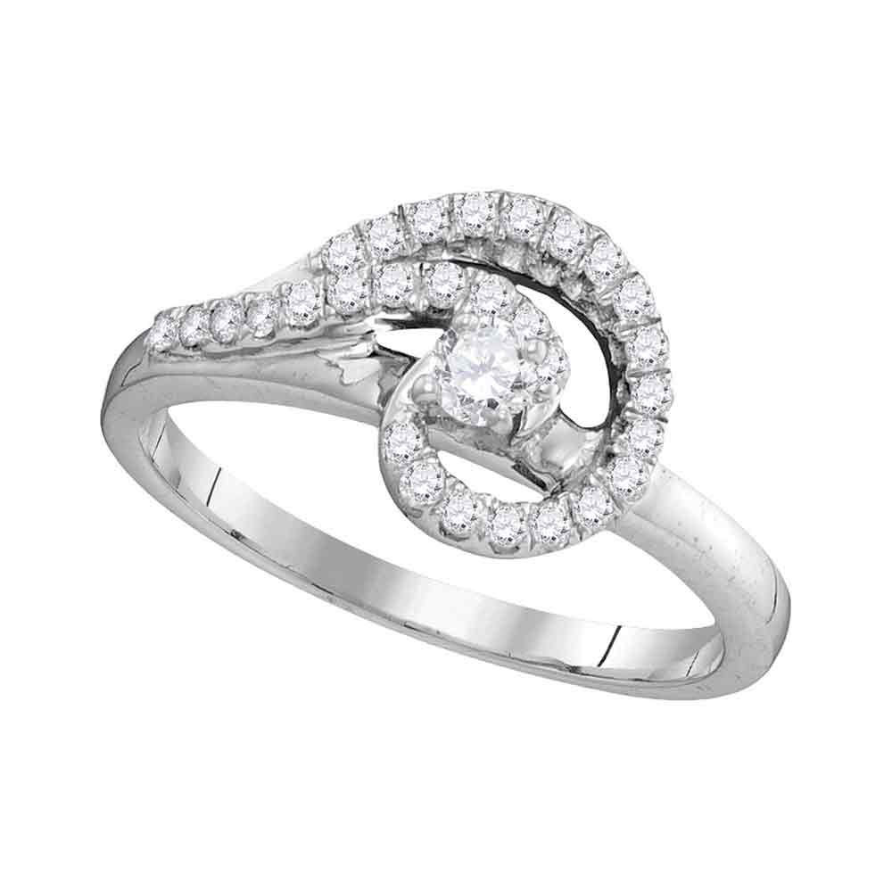 10k White Gold Round Diamond Round Bridal Wedding Engagement Ring 3/8 Ctw - £446.83 GBP