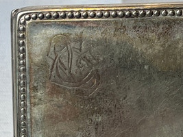 Antique 1921 Alpaca Silver Tone Hinged Cigarette Case PG Beaded Edge Engraved - £31.61 GBP
