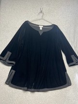 Soft Surroundings Velvet Tunic Shirt Plus Womens Size 1X 3/4 sleeve Boho Chic - £24.97 GBP
