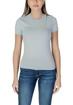 Desigual Women T-Shirt Light blue Designer Logo Fashion Top 2025 Collection - $45.74 CAD
