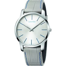 Calvin Klein K2G211Q4 City Swiss Made Silver Dial Men&#39;s Leather Watch - $138.99