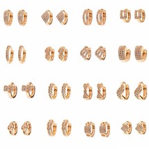 Random 9 Pairs Small Huggies CZ Gold Color Heart Hoop Earring for Women Girl Pie - £17.64 GBP