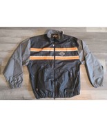 Harley Davidson Black Orange Rain Wind PVC Jacket Mens Large Wind Breaker  - £18.93 GBP