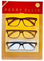 Perry Ellis  Mens 3 Pack Plastic Rectangle Reading Glass PEBX 52 1.5 - $26.99