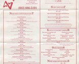 Ziggy&#39;s Restaurant Menu Casual Family Dining Lowell Rd Hudson New Hampsh... - $17.82