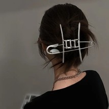 Chic Punk Art Silver Metal Safety Pin &amp; Claw Hair Clip – Stylish Minimalist - $15.00