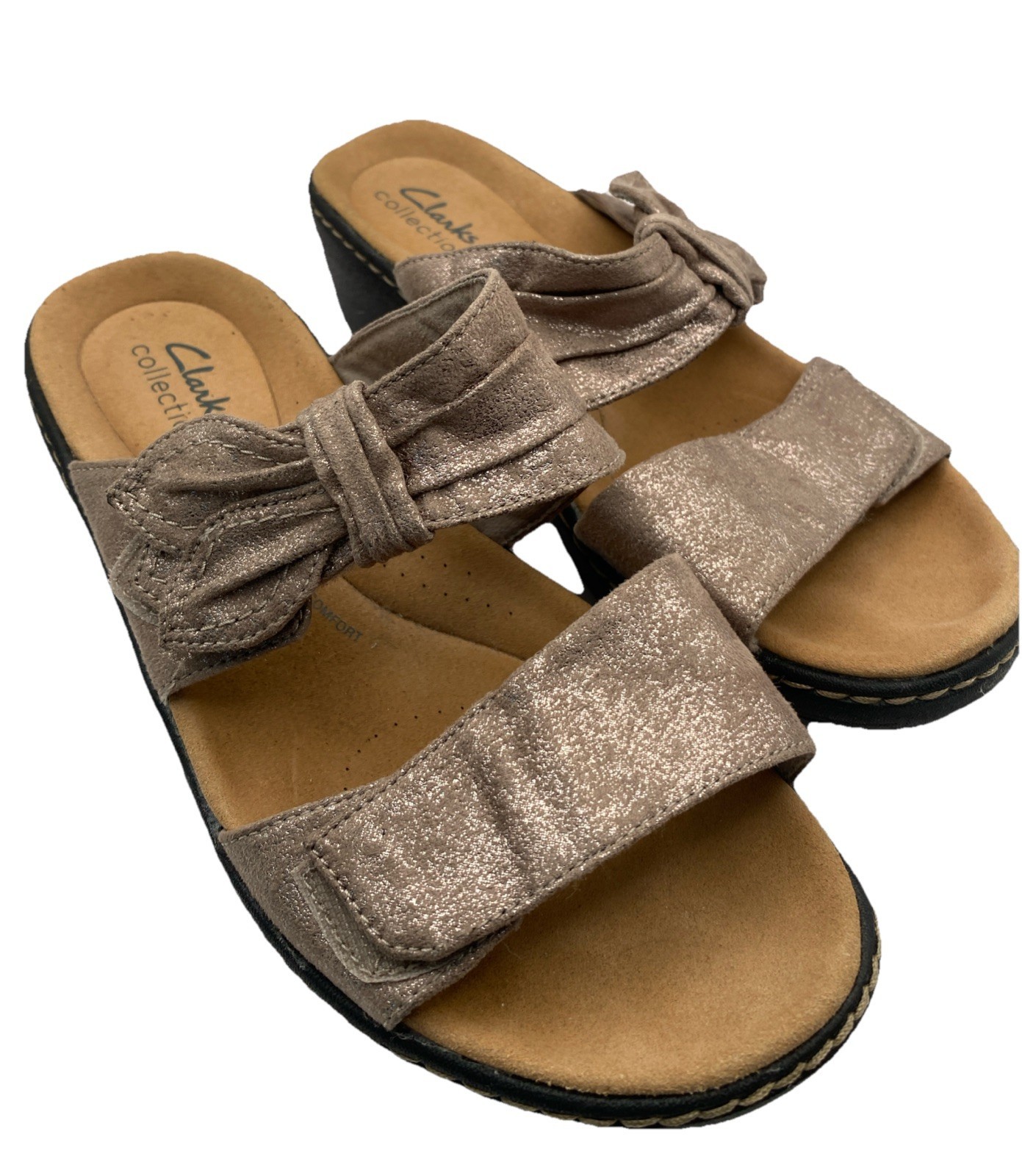Clark Collection Women&#39;s Rose Gold Metallic Slide Sandals Size 7W - $23.74