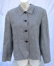 Talbots Women&#39;s Irish Linen Size 12 Petite Black and White Checked Blazer Jacket - £2,626.53 GBP