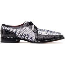 Caribe Genuine Hornback Caiman Crocodile Dress Shoes Newspaper / Black image 2