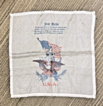 Antique Silk Hankie July 4th Military Woman w Flag Eagle &amp; Sheild Poem 1... - $14.36