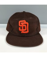 Vintage San Diego Padres Fitted Hat Brown Wool Made in USA Leather Sweat... - £111.31 GBP