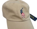 Polo Ralph Lauren Khaki Tan Embroidered USA Pony Baseball Hat Cap Adjust... - £39.27 GBP