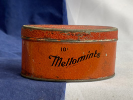 Vtg Brandle N Smith Co MELLOMINTS Tin Orange Can Advertising Container - £23.70 GBP