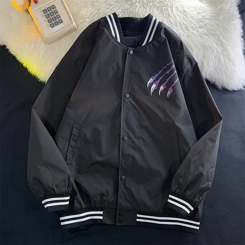 NELLARGEL Spring Harajuku Plaid Varsity Jacket  Y2k Black Vintage Bomber Jacket  - £114.05 GBP
