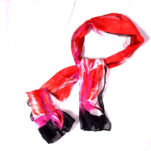 Women&#39;s Red &amp; Pink Watercolor Sheer Scarf - $9.62