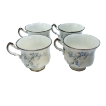 Paragon Brides Choice Tea Cups Lot 4 White Blue Bone China - £41.87 GBP