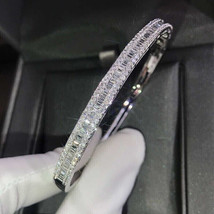 6.50 Ct Baguette Cut Simulated Diamond Bangle Bracelet 14K White Gold Pl... - $166.49