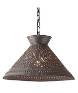 PUNCHED TIN ROOSEVELT PENDANT LIGHT Large Chisel Pattern Hanging Ceiling... - $138.95