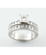 Platino Two-Ring Diamante Matrimonio Set W/ 0.70 KT Taglio Princess Soli... - $3,995.29 CAD