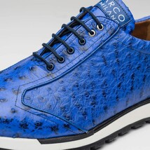 Hand painted genuine ostrich quill Sneaker Shoes Scanno Electric Blue image 3