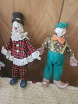 Set of 2  Porcelain Clown Figures 9&quot; Tall  Clean Vintage Condition - $22.50
