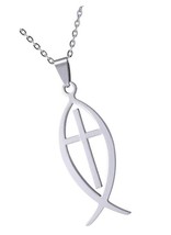 Stainless Steel Cross Necklace for Women Man Jesus - $43.48