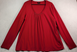 Talbots Shirt Top Women Size XL Dark Red Knit Pima Cotton Long Sleeve Round Neck - £18.81 GBP