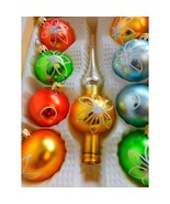 Fortunoff Christmas Blown Glass Ornaments &amp; Tree Topper Set Pastel 1960s... - £37.82 GBP