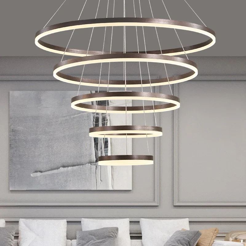 Rings led ceiling chandeliers for living dining room staircase hanging lamp home decore thumb200