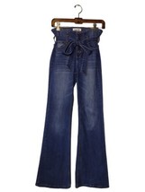 Black Label C&#39;est Toi High Rise Button Fly Flare Jeans Size S Belted Wai... - £16.70 GBP