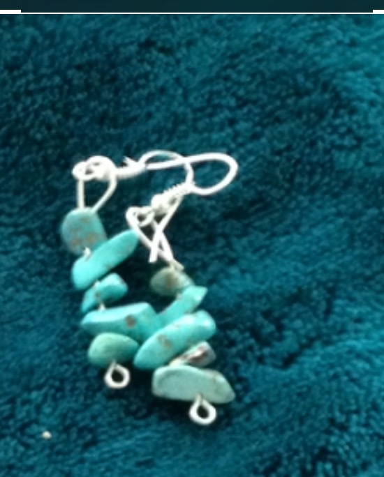 turquoise beaded dangling earrings pierced - £19.97 GBP