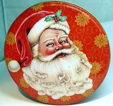 Two pack Cookies Candy Round Tin empty container Christmas eve Santa Cla... - $25.25