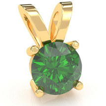 Lab-Created Emerald Solitaire Pendant In 14k Yellow Gold - £191.66 GBP