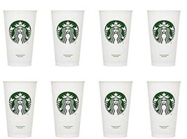 16oz Starbucks Reusable Cup - White Plastic 8 Cups *No Lids* - £13.33 GBP