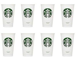 16oz Starbucks Reusable Cup - White Plastic 8 Cups *No Lids* - $16.99