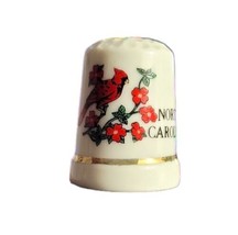 Vtg North Carolina Cardinal Bird Collectible Souvenir Porcelain Thimble - $5.99