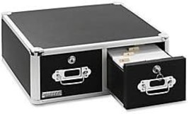 Black, Double-Drawer, Locking 3 X 5 Index Card Cabinet From Vaultz (Vz01... - £96.78 GBP