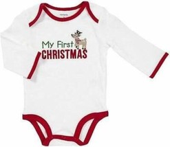 Girls Shirt Christmas Bodysuit Carters MY FIRST CHRISTMAS Long Sleeve-Ne... - £7.75 GBP