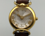Vintage Fossil Watch Women Gold Tone 26mm Faceted Crystal Leather New Ba... - $26.72