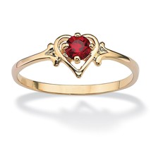 Womens 14K Gold Gp Birthstone Ruby Heart Shape Ring Size 5 6 7 8 9 10 - £63.92 GBP