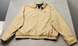 Polo Ralph Lauren Harrington Jacket Mens 2XL Brown Lined Logo Collared F... - $65.13