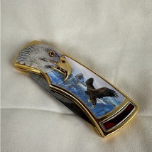 Vintage Collectible Bald Eagle Pocket Knife Symbolized Courage Gold Plated Case - £29.22 GBP