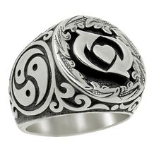 Triskelion BDSM Switch Heart Silver 925 Men’s Woman's Ring Owner Slave D... - $149.00