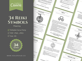 Reiki Symbols Bundle: Digital Cards with Canva Template | Usui, Karuna, ... - $10.00