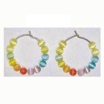 1 1 2 in silver plate rainbow hoop earrings 2 thumb200