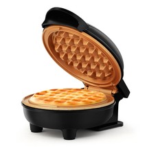 Holstein Housewares 4-inch Personal Waffle Maker, Black/Copper - Delicious Waffl - £24.12 GBP
