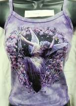 Gatekeeper Fairy with Flowers Hand Dyed Purple Spaghetti Strap Shirt UNWORN - £13.36 GBP