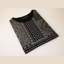 Men LAVERITA European Fashion Crew Shirt Studs Medusa 12120 Black Gray image 3